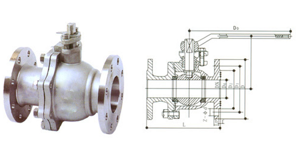 浮動球閥結構(gòu)示意圖 浮動球(qiu)閥結構示意圖(tu)