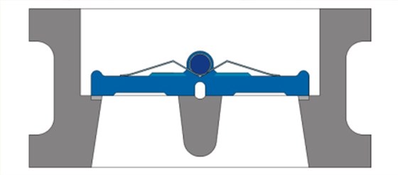 對夾(jiá)雙瓣式(shi)止回閥(fá)結構圖(tú) 對夾雙(shuāng)瓣式止(zhǐ)回閥結(jie)構圖