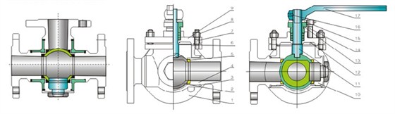 三通球(qiú)閥産品結構圖(tu) 三通球閥産品(pin)結構圖