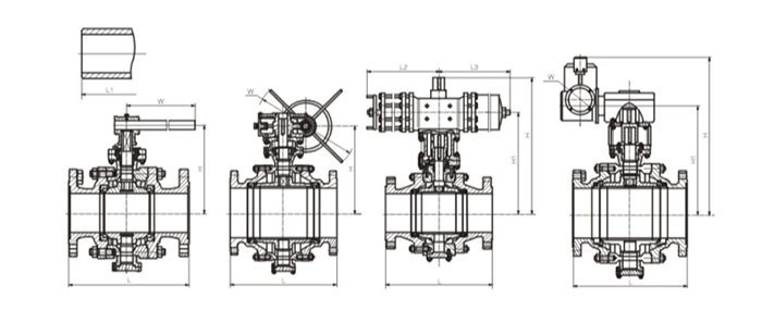 氧(yǎng)氣切斷球(qiu)閥結構尺(chǐ)寸圖 氧氣(qì)切斷球閥(fá)結構尺寸(cùn)圖
