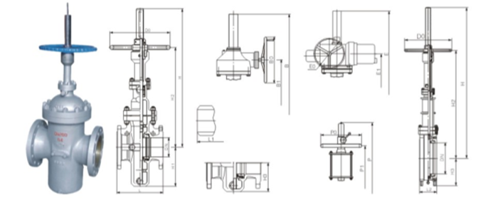 平闆(pan)閘閥産品(pǐn)結構圖