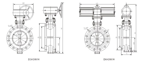 國标三(sān)偏心法蘭連(lián)接蝶閥結構(gou)圖