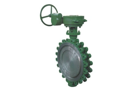 美(mei)标三偏心蝸(wō)輪蝸杆傳動(dòng)凸耳對夾式(shì)蝶閥